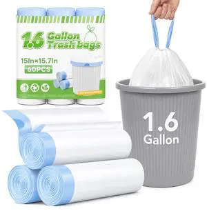1.6 Gallon Small Drawstring Trash Bags Mini Garbage Bags 60 Counts 1.6 Gallon Small Drawstring Trash Bags Mini Garbage Bags 60 Counts