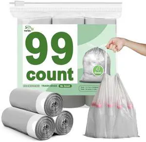 99 Count-Small Trash Bags,4 Gallon Trash Bag Drawstring, Gray White Bathroom Garbage Bags,Tear-Free Garbage Bags,Plastic Wastebasket Liners for Toilet Home Office and Bedroom 99 Count-Small Trash Bags,4 Gallon Trash Bag Drawstring, Gray White Bathroom Garbage Bags,Tear-Free Garbage Bags,Plastic Wastebasket Liners for Toilet Home Office and Bedroom