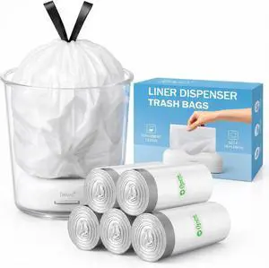 4 Gallon Drawstring Trash Bags with Dispenser, 110 Count 4 Gallon Drawstring Trash Bags with Dispenser, 110 Count