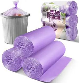 Small Trash Bags, 105 Count 4 Gallon Trash Bag Small Garbage Bags Unscented Bathroom Mini Trash Bags, Wastebasket Bin Liners, Small Plastic Bags for Home Office Kitchen, Purple Small Trash Bags, 105 Count 4 Gallon Trash Bag Small Garbage Bags Unscented Bathroom Mini Trash Bags, Wastebasket Bin Liners, Small Plastic Bags for Home Office Kitchen, Purple