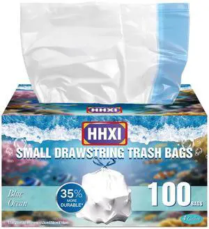 100Ct 4 Gallon Small Trash Bags, Blue Ocean Garbage Bags, Scented Trash Bags, Odor Resistant with Drawstring 100Ct 4 Gallon Small Trash Bags, Blue Ocean Garbage Bags, Scented Trash Bags, Odor Resistant with Drawstring