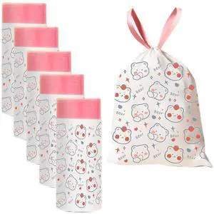 4 Gallon Trash Bags 75 Count- Drawstring small trash Bags 1.1mil Thick for Bathroom, Kitchen, Bedroom, Office Toilet Home (White-pink, 75Counts) 4 Gallon Trash Bags 75 Count- Drawstring small trash Bags 1.1mil Thick for Bathroom, Kitchen, Bedroom, Office Toilet Home (White-pink, 75Counts)