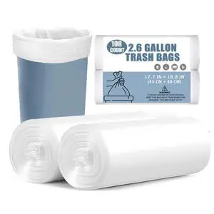 Small Trash Bags - 108 Count 2.6 Gallon Trash Bags Bathroom Trash Bags, Small Garbage Bags for Office Bedroom Kitchen, White 2.6 Gal Small Trash Can Liners Small Trash Bags - 108 Count 2.6 Gallon Trash Bags Bathroom Trash Bags, Small Garbage Bags for Office Bedroom Kitchen, White 2.6 Gal Small Trash Can Liners