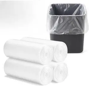 Clear Small Trash Bags, 4 Gallon Capacity, 17.7 x 19.6 Inches, Unscented Wastebasket Liners for Bathroom, Office, Bedroom, 200 Count, 4 Rolls Clear Small Trash Bags, 4 Gallon Capacity, 17.7 x 19.6 Inches, Unscented Wastebasket Liners for Bathroom, Office, Bedroom, 200 Count, 4 Rolls