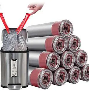 Trashs Bag Drawstring Garbage Bags-Coocn Thicker Heavy Bathroom Trash can Liners for Bedroom Home Kitchen 50 Counts ,4-6 Gallon (Gray) Trashs Bag Drawstring Garbage Bags-Coocn Thicker Heavy Bathroom Trash can Liners for Bedroom Home Kitchen 50 Counts ,4-6 Gallon (Gray)
