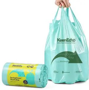 4 Gallon 50 Counts Small Green Trash Bags with Handle, Ocean Fishing Nets Upcycling, Sage & Sea Salt Scented, Plastic Garbage Bags, Waste Bag for Bathroom, Kitchen, Office and Pets 4 Gallon 50 Counts Small Green Trash Bags with Handle, Ocean Fishing Nets Upcycling, Sage & Sea Salt Scented, Plastic Garbage Bags, Waste Bag for Bathroom, Kitchen, Office and Pets