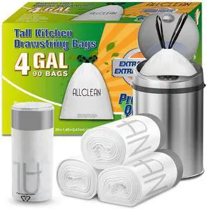 Trash Bags 4 Gallon Small Kitchen Drawstring Bathroom Garbage Bags, Fit 2-4 Gal Bins,Extra Strong&Leak-Proof,Unscented&Recyclable Trash Can Liners for Bathroom Home Office Bedroom Lawn Trash Bags 4 Gallon Small Kitchen Drawstring Bathroom Garbage Bags, Fit 2-4 Gal Bins,Extra Strong&Leak-Proof,Unscented&Recyclable Trash Can Liners for Bathroom Home Office Bedroom Lawn