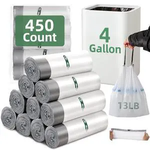 4 Gallon Small Trash Bags 450 Counts Extra Strong Drawstring Bathroom Trash Bags Small Garbage Bags Clear Trash Bag for Bathroom Bedroom Office Kitchen Trash Can 4 Gallon Small Trash Bags 450 Counts Extra Strong Drawstring Bathroom Trash Bags Small Garbage Bags Clear Trash Bag for Bathroom Bedroom Office Kitchen Trash Can