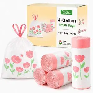 4 Gallon Trash Bags Drawstring - Unscented Small Garbage Bags 100 Count 4 Gallon Trash Bags Drawstring - Unscented Small Garbage Bags 100 Count