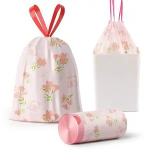 Trash bags, 4 Gallon Trash Bags Drawstring, Colorful & Portable Small Trash Bags with Lily Printed, Tear-Resistant Garbage Bags 4 Gallon for Bathroom Office Trash Cans, 30 Count Trash bags, 4 Gallon Trash Bags Drawstring, Colorful & Portable Small Trash Bags with Lily Printed, Tear-Resistant Garbage Bags 4 Gallon for Bathroom Office Trash Cans, 30 Count