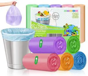 Small Garbage Bags 2.6 Gallon Colorful Biodegradable Trash Bags,120 Counts Bathroom Garbage Bags Unscented Wastebasket Liners for Office, Bedroom,Living Room 7-10L Small Garbage Bags 2.6 Gallon Colorful Biodegradable Trash Bags,120 Counts Bathroom Garbage Bags Unscented Wastebasket Liners for Office, Bedroom,Living Room 7-10L