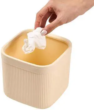 Small Desktop Trash Can, 2.8L Open-Top Waste Basket, Milk White Small Desktop Trash Can, 2.8L Open-Top Waste Basket, Milk White