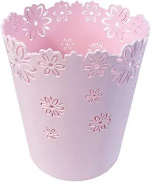 Wastebasket, Hollow Flower Shape Plastic Lidless Wastepaper Baskets Trash Can (Pink, Mini) Wastebasket, Hollow Flower Shape Plastic Lidless Wastepaper Baskets Trash Can (Pink, Mini)