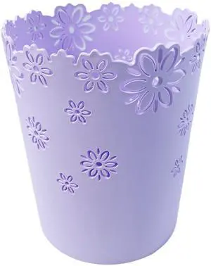 Wastebasket, Hollow Flower Plastic Trash Can (Purple, Mini) Wastebasket, Hollow Flower Plastic Trash Can (Purple, Mini)