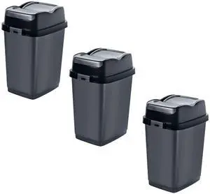 Garbage Cans with Swing Top-Split Lids, 3 Pack | Small Trash Cans with Lids | Durable Plastic | Slim & Sturdy Trash Bins | Fingerprint Resistant | 1.25 Gallon / 5 qt / 5 L Grey | Superio Brand Garbage Cans with Swing Top-Split Lids, 3 Pack | Small Trash Cans with Lids | Durable Plastic | Slim & Sturdy Trash Bins | Fingerprint Resistant | 1.25 Gallon / 5 qt / 5 L Grey | Superio Brand