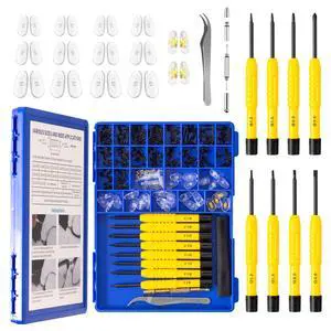 Upgrade Version All-in-One Magnetic Glasses Repair Kit with Black Screw, Eyeglass Repair Tools Kit with Precision Screwdriver Sets, Nose Pads, Tweezer Upgrade Version All-in-One Magnetic Glasses Repair Kit with Black Screw, Eyeglass Repair Tools Kit with Precision Screwdriver Sets, Nose Pads, Tweezer
