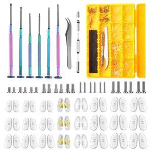 Eyeglass Nose Pads, 24 Pairs of Screw-in Glasses Nose Pads, Upgraded Magnetic Eyeglass Repair Kit with Precision Precision Screwdriver Set, Screws, Tweezer for Travel, Birthday Gift, Christmas Eyeglass Nose Pads, 24 Pairs of Screw-in Glasses Nose Pads, Upgraded Magnetic Eyeglass Repair Kit with Precision Precision Screwdriver Set, Screws, Tweezer for Travel, Birthday Gift, Christmas