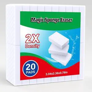 20 Pack Magic Sponges Erasers, 2X Density Long Lasting Melamine Sponge in Bulk, Household Cleaning Supplies, Kitchen Sponge for Bathroom, Wall, Shoe, Car, Dish, Sink, Shower Cleaner Tool 20 Pack Magic Sponges Erasers, 2X Density Long Lasting Melamine Sponge in Bulk, Household Cleaning Supplies, Kitchen Sponge for Bathroom, Wall, Shoe, Car, Dish, Sink, Shower Cleaner Tool