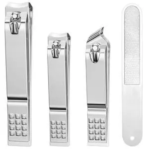 Nail Clipper Set, 4 PCS Ultra Sharp Nail Clippers for Men, Women, Adults Toenail Fingernail Clippers, Stainless Steel Nail Cutter & File, Silver Nail Clipper Set, 4 PCS Ultra Sharp Nail Clippers for Men, Women, Adults Toenail Fingernail Clippers, Stainless Steel Nail Cutter & File, Silver