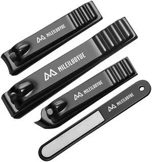 Nail Clippers Set Black Stainless Steel Nail Cutter& Sharp Oblique Toe Nail Clipper & Nail File 4 Pieces, Men and Women Suitable for Gifts. Nail Clippers Set Black Stainless Steel Nail Cutter& Sharp Oblique Toe Nail Clipper & Nail File 4 Pieces, Men and Women Suitable for Gifts.