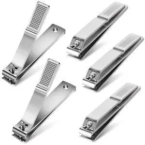 5-Pack Large Toenail Clippers Straight Edge, 3.15 inch Silver 5-Pack Large Toenail Clippers Straight Edge, 3.15 inch Silver