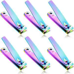 6 Pcs Rainbow Stainless Steel Nail Clipper Set Fingernail Clipper for Women Men 6 Pcs Rainbow Stainless Steel Nail Clipper Set Fingernail Clipper for Women Men