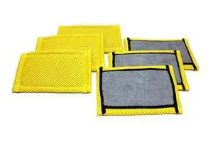 Microfiber Dish and Kitchen Scrubbing Sponge - 4.25"x6.25" - Dish Sponge Replacement, Scratch-Free Scouring Pad, Laundry and Dishwasher Safe (6, Grey and Gold) Microfiber Dish and Kitchen Scrubbing Sponge - 4.25"x6.25" - Dish Sponge Replacement, Scratch-Free Scouring Pad, Laundry and Dishwasher Safe (6, Grey and Gold)