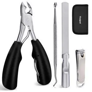 Nail Clippers Set,Toe Nail Clippers for Ingrown & Thick Toenails,Toe Nail Clippers for Thick Nails for Seniors Men Women,Professional Heavy Duty Toenail Clippers with Stainless Steel 4Pcs (Black) Nail Clippers Set,Toe Nail Clippers for Ingrown & Thick Toenails,Toe Nail Clippers for Thick Nails for Seniors Men Women,Professional Heavy Duty Toenail Clippers with Stainless Steel 4Pcs (Black)