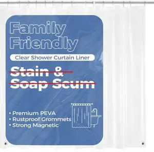 Clear Shower Curtain Liner with Magnets, Clear Shower Liner, 72" W x 78" L Lightweight Shower Curtains for Bathroom Clear Shower Curtain Liner with Magnets, Clear Shower Liner, 72" W x 78" L Lightweight Shower Curtains for Bathroom