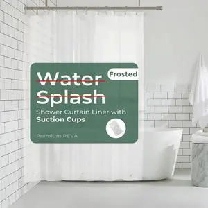 Shower Curtain Liner with Side Suction Cups, Premium PEVA Plastic Shower Liner with 3 Magnets, Waterproof Bathroom Curtain, 72 x 72, Frosted Shower Curtain Liner with Side Suction Cups, Premium PEVA Plastic Shower Liner with 3 Magnets, Waterproof Bathroom Curtain, 72 x 72, Frosted