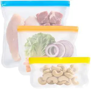 Reusable Food Storage Silicone Bags, Reusable Snack BagsLeakproof Freezer, BPA Free, 1 Gallon 1 Snack 1 Sandwich Bags, for Home Kitchen, Marinate Food TravelFridge Organization (3) Reusable Food Storage Silicone Bags, Reusable Snack BagsLeakproof Freezer, BPA Free, 1 Gallon 1 Snack 1 Sandwich Bags, for Home Kitchen, Marinate Food TravelFridge Organization (3)