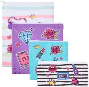 4 Pcs Sandwich Bag Reusable Zipper Snack Bags Washable Food Safe Lunch Bags for Kids Students Adults Food (Novel) 4 Pcs Sandwich Bag Reusable Zipper Snack Bags Washable Food Safe Lunch Bags for Kids Students Adults Food (Novel)