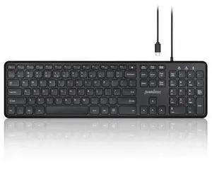 Perixx PERIBOARD-210C Wired Full-Size USB C Keyboard with Quiet Scissor Keys - Compatible with Tablets, Desktop, and Laptops - Black - US English Perixx PERIBOARD-210C Wired Full-Size USB C Keyboard with Quiet Scissor Keys - Compatible with Tablets, Desktop, and Laptops - Black - US English