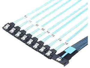 DeuninkerMCIO PCIe SAS SFF-8654 8i to 8X SATA 7P Female Straight Cable \u2013 High Speed Server Hard Drive Converter Cable, 32AWG, 85 Ohm (0.5M) DeuninkerMCIO PCIe SAS SFF-8654 8i to 8X SATA 7P Female Straight Cable \u2013 High Speed Server Hard Drive Converter Cable, 32AWG, 85 Ohm (0.5M)