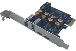 Deuninker PCIe to USB 3.0 + USB-C Expansion Card 5Gbps 1 to 4 Desktop Adapter with D720201 Controller, 4-Port Splitter (4-Pin Power Port) Deuninker PCIe to USB 3.0 + USB-C Expansion Card 5Gbps 1 to 4 Desktop Adapter with D720201 Controller, 4-Port Splitter (4-Pin Power Port)
