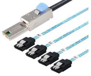 Deuninker Mini SAS 26P SFF 8088 Male to 4 SATA 4Pin Female 1M 3.3FTCable with Latch,Mini SAS Host/Controller to 4 SATA Target/Backplane Deuninker Mini SAS 26P SFF 8088 Male to 4 SATA 4Pin Female 1M 3.3FTCable with Latch,Mini SAS Host/Controller to 4 SATA Target/Backplane