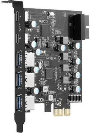 PCI-E to Type C (2), Type A (3) USB 3.0 5-Port PCI Express Expansion Card with Internal USB 3.0 19-Pin Connector for Windows Mac Pro (UP5100) PCI-E to Type C (2), Type A (3) USB 3.0 5-Port PCI Express Expansion Card with Internal USB 3.0 19-Pin Connector for Windows Mac Pro (UP5100)