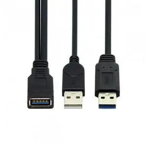 FVH CY U3-065 Black USB 3.0 Female to Dual USB Male Extra Power Data Y Extension Cable for 2.5" Mobile Hard Disk FVH CY U3-065 Black USB 3.0 Female to Dual USB Male Extra Power Data Y Extension Cable for 2.5" Mobile Hard Disk