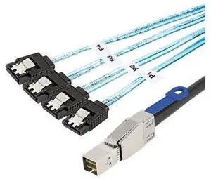 Deuninker Mini SAS HD SFF-8644 with IC to 4 x SATA 7-Pin Cable 6Gbps High-Speed Server Hard Drive Interconnect, 28AWG Copper Wire (1m) Deuninker Mini SAS HD SFF-8644 with IC to 4 x SATA 7-Pin Cable 6Gbps High-Speed Server Hard Drive Interconnect, 28AWG Copper Wire (1m)
