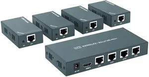 HDMI Extender Splitter 1x4, 1080P@60Hz, Extending 165ft (50m) Length Transmission Over CAT5e/CAT6/CAT7 Cable, 4 Channel Transmission Only 1 Power Adapter HDMI Extender Splitter 1x4, 1080P@60Hz, Extending 165ft (50m) Length Transmission Over CAT5e/CAT6/CAT7 Cable, 4 Channel Transmission Only 1 Power Adapter