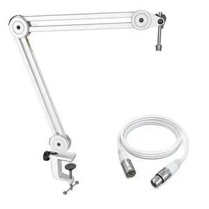 Deuninker Microphone Boom Arm Kit, Metal Heavy Duty Mic Stand with 3/8" to 5/8" Threads Screw & 10ft Balanced XLR Cable for Podcasting Recording, Streaming & Recording-BM63W+L9W Deuninker Microphone Boom Arm Kit, Metal Heavy Duty Mic Stand with 3/8" to 5/8" Threads Screw & 10ft Balanced XLR Cable for Podcasting Recording, Streaming & Recording-BM63W+L9W