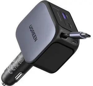 UGREEN 145W 4-Port Retractable Car Charger, 3C1A USB C Fast Charger with 60W Retractable Cable, Cigarette Lighter Adapter Compatible with MacBook Pro, iPhone 17/16, Galaxy S25/S24 Ultra, iPad, Laptop UGREEN 145W 4-Port Retractable Car Charger, 3C1A USB C Fast Charger with 60W Retractable Cable, Cigarette Lighter Adapter Compatible with MacBook Pro, iPhone 17/16, Galaxy S25/S24 Ultra, iPad, Laptop