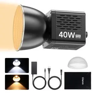 Deuninker 40W Pro Portable LED Video Light with DC Power Adapter, 3400mAh Build-in Battery Metal Mini Dual Color Temperature COB Continuous Output Lighting Handheld Spotlight 2500K-6500K for Video Deuninker 40W Pro Portable LED Video Light with DC Power Adapter, 3400mAh Build-in Battery Metal Mini Dual Color Temperature COB Continuous Output Lighting Handheld Spotlight 2500K-6500K for Video