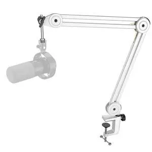 Deuninker Microphone Boom Arm Stand, Metal Heavy Duty Mic Stand, Scissor Suspension Adjustable Boom Arm for Podcast Recording Streaming Gaming, with Desk Clamp, 5/8" Screw, Cable Ties-BM63 White Deuninker Microphone Boom Arm Stand, Metal Heavy Duty Mic Stand, Scissor Suspension Adjustable Boom Arm for Podcast Recording Streaming Gaming, with Desk Clamp, 5/8" Screw, Cable Ties-BM63 White