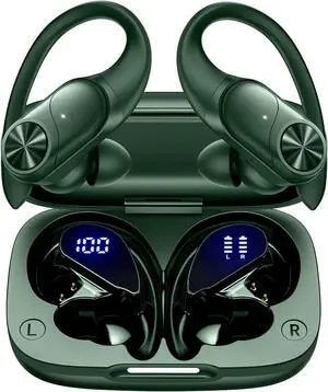 Bluetooth Headphones Wireless Earbuds 80hrs Playtime Wireless Charging Case Digital Display Sports Ear buds with Earhook Premium Deep Bass IPX7 Waterproof Over-Ear Earphones for TV Phone Laptop Olive Bluetooth Headphones Wireless Earbuds 80hrs Playtime Wireless Charging Case Digital Display Sports Ear buds with Earhook Premium Deep Bass IPX7 Waterproof Over-Ear Earphones for TV Phone Laptop Olive