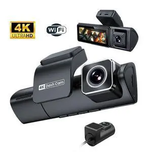 QURO Dashcam 3 Camera Front 4K+Interior Night Vision 1080P+ Rear 1080P 3 Channels Auto Car Camera 3.2"IPS Screen WiFi App Control QURO Dashcam 3 Camera Front 4K+Interior Night Vision 1080P+ Rear 1080P 3 Channels Auto Car Camera 3.2"IPS Screen WiFi App Control