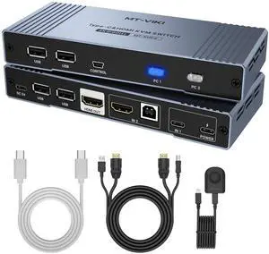 MT-VIKI 4K Hybrid Type USB C HDMI KVM Switch 2 Port, 4K@60Hz for Apple MacBook & Desktop PC + 65W PD+ Cables MT-VIKI 4K Hybrid Type USB C HDMI KVM Switch 2 Port, 4K@60Hz for Apple MacBook & Desktop PC + 65W PD+ Cables