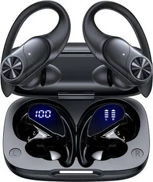 Bluetooth Headphones Wireless Earbuds 80hrs Playtime Wireless Charging Case Digital Display Sports Ear buds with Earhook Premium Deep Bass IPX7 Waterproof Over-Ear Earphones for TV Phone Laptop Black Bluetooth Headphones Wireless Earbuds 80hrs Playtime Wireless Charging Case Digital Display Sports Ear buds with Earhook Premium Deep Bass IPX7 Waterproof Over-Ear Earphones for TV Phone Laptop Black