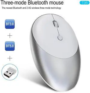 HXSJ T36 Bluetooth 5.0/3.0 Wireless Mouse Three Mode Bluetooth USB Wireless Mouse Silent Mice for Laptop Mac Rechargeable Mouse (Silver) HXSJ T36 Bluetooth 5.0/3.0 Wireless Mouse Three Mode Bluetooth USB Wireless Mouse Silent Mice for Laptop Mac Rechargeable Mouse (Silver)