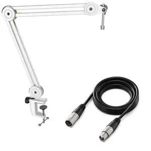 Deuninker Microphone Arm Stand and XLR Cable Set,Metal Heavy Duty Mic Stand with Desk Clamp, 5/8" Screw,XLR Interface Cable with Balanced 3 PIN,Mic Wire for Recording Podcast Streaming(BM63W+L9) Deuninker Microphone Arm Stand and XLR Cable Set,Metal Heavy Duty Mic Stand with Desk Clamp, 5/8" Screw,XLR Interface Cable with Balanced 3 PIN,Mic Wire for Recording Podcast Streaming(BM63W+L9)